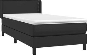 vidaXL Κρεβάτι Boxspring με Στρώμα Μαύρο 100x200εκ.από Συνθετικό Δέρμα