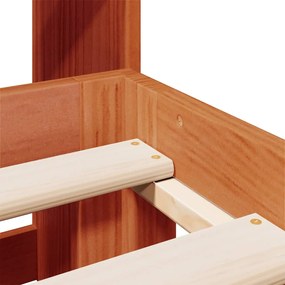 Κρεβάτι Βιβλιοθήκη Χωρίς Στρώμα 120x190 εκ Μασίφ Ξύλο Πεύκου - Καφέ