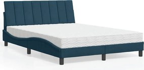 vidaXL Κρεβάτι με Στρώμα Hanko Μπλε 140x200 εκ. Βελούδινο