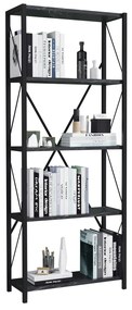Βιβλιοθήκη KENYA Μαύρο Μοριοσανίδα 60x26x150cm - 14870095 - 14870095