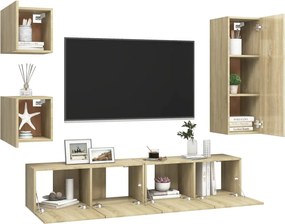 vidaXL Έπιπλα Τηλεόρασης Σετ 5 Τεμαχίων Sonoma Δρυς από Επεξ. Ξύλο