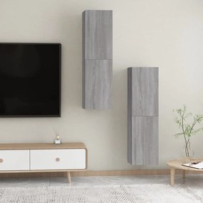 vidaXL Έπιπλα Τηλεόρασης Επιτοίχια 2 τεμ. Γκρι Sonoma 30,5x30x110 εκ.