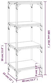 Βιβλιοθήκη Γκρι Sonoma 40 x 33 x 100 εκ. Επεξ. Ξύλο &amp; Ατσάλι - Γκρι