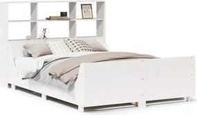 vidaXL Κρεβάτι Βιβλιοθήκη Χωρίς Στρώμα Λευκό 160x200 εκ Μασίφ Πεύκο