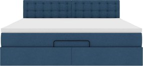 vidaXL Οθωμανικό κρεβάτι με στρώμα μπλε 180x200cm ύφασμα