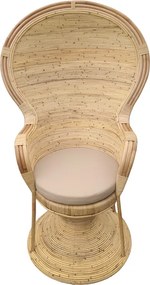 Πολυθρόνα Rea Inart με μπεζ μαξιλάρι-φυσικό rattan 92x75x140εκ