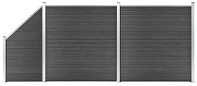 Σετ Πάνελ Περίφραξης Μαύρο 446 x (105-186) εκ. από WPC