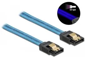 POWERTECH Καλώδιο SATA III 7pin CAB-W037, με UV επίστρωση, 0.7m, μπλε