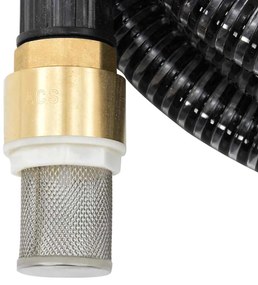 vidaXL Σωλήνας Αναρρόφησης Ορειχ. Συνδέσεις Μαύρος 15 μ/1,1&quot; PVC