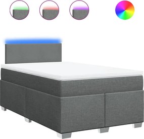 vidaXL Κρεβάτι Boxspring με Στρώμα Σκούρο Γκρι 120x190 εκ Υφασμάτινο