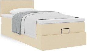 vidaXL Οθωμανικό κρεβάτι με στρώμα Cream 100x200cm ύφασμα