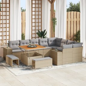 vidaXL Σετ 12 τεμαχίων καναπέ κήπου με μαξιλάρια Μπεζ
