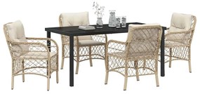 vidaXL Σέτ φαγητού για κήπο με μαξιλάρι 5 pcs Μπεζ Πολυ ράταν