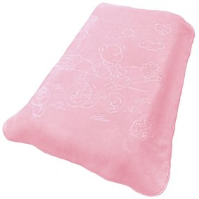 Κουβέρτα Βρεφική Βελουτέ Bicycle Bear 17 Baby Pink DimCol Κούνιας 110x140cm Πολυέστερ