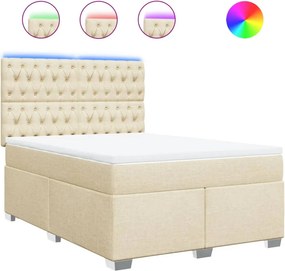 vidaXL Κρεβάτι Boxspring με Στρώμα Κρεμ 140x190 εκ. Υφασμάτινο