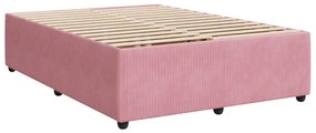 Κρεβάτι Boxspring με Στρώμα Ροζ 140x200 εκ. Βελούδινο - Ροζ