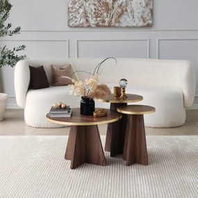 Coffee Table Set Mushroom 2 - Gold, Walnut Gold
Walnut