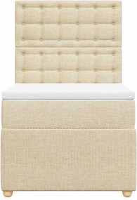 vidaXL Κρεβάτι Boxspring με Στρώμα Κρεμ 90x200 εκ.Υφασμάτινο