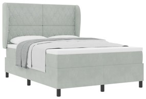 vidaXL Κρεβάτι Box Spring με Στρώμα  Ανοιχτό Γκρι 140x200 εκ. Βελούδο