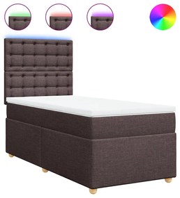 vidaXL Κρεβάτι Boxspring με Στρώμα Σκούρο Καφέ 80x200 εκ. Υφασμάτινο