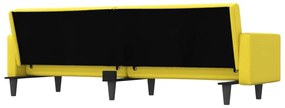 Καναπές Κρεβάτι Ανοιχτό Κίτρινο Υφασμάτινος με Μαξιλάρια - Κίτρινο