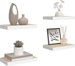 vidaXL Ράφια Τοίχου 4 τεμ. Δρυς/Άσπρο 50x23,5x3,8 εκ. MDF