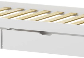 Κρεβάτι παιδικό Mellin τύπου Montessori με 2 συρτάρια ξύλο πεύκου λευκό 90x190 εκ. 90x190x140 εκ.