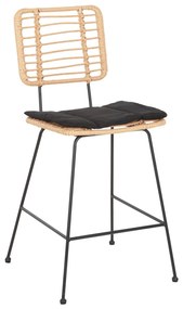 BAR STOOL MED.HEIGHT ALLEGRA  METAL&amp;CUSHION BLACK-WICKER BEIGE 53x56x107Hcm.