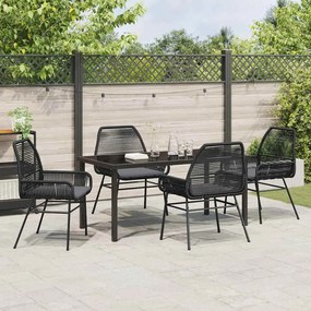 vidaXL Σέτ φαγητού για κήπο 5 pcs Μαύρο συνθετικό ρατάν