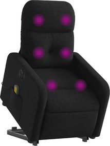 vidaXL Πολυθρόνα Μασάζ Ηλεκ. Ανακλινόμενη με Ανύψωση Μαύρη Υφασμάτινη