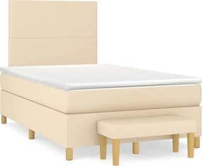 vidaXL Κρεβάτι Boxspring με Στρώμα Κρεμ 120x190 εκ. Υφασμάτινο