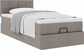 vidaXL Οθωμανικό κρεβάτι με στρώμα Taupe 80x200cm ύφασμα