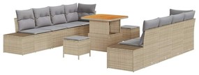 vidaXL Σετ Καναπέ Κήπου με μαξιλάρι 11 pcs Μπεζ Πολυ ράταν