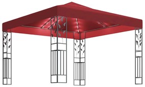 vidaXL Κιόσκι με Φωτάκια LED Μπορντό 3 x 3 μ.