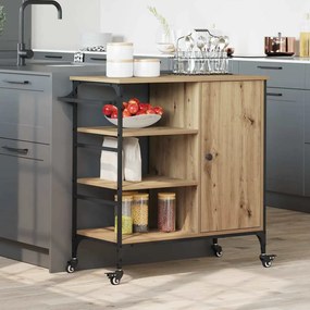 vidaXL Τροχοκαθίσμα Κουζίνας Δρυς Τεχνίτη 87.5x38.5x84.5 cm Επεξεργασμένο Ξύλο
