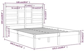 Πλαίσιο Κρεβατιού Μαύρο 120 x 190 εκ. Μασίφ Ξύλο Small Double - Μαύρο