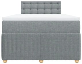 Κρεβάτι Boxspring με Στρώμα Ανοιχτό Γκρι 120x190 εκ. Υφασμάτινο - Γκρι