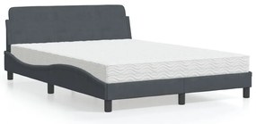 vidaXL Κρεβάτι με Στρώμα Σκούρο Γκρι 120x200 εκ. Βελούδινο