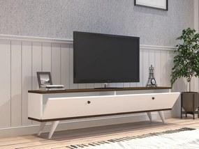 Έπιπλο Τηλεόρασης Λευκό / Καρυδί LELIDRI 160x25x35