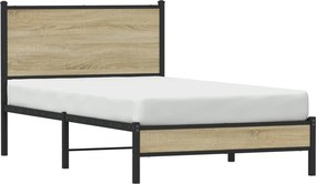 vidaXL Σκελετός Κρεβ. Χωρίς Στρώμα Sonoma Δρυς 100x190 εκ. Μεταλλικό