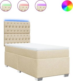 vidaXL Κρεβάτι Boxspring με Στρώμα Κρεμ 80 x 200 εκ. Υφασμάτινο