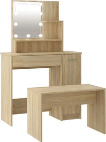 vidaXL Μπουντουάρ Σετ με LED Sonoma Δρυς από Επεξεργασμένο Ξύλο