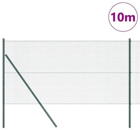 vidaXL Φράκτης με Στυλό Πράσινο 10 x 1 μ