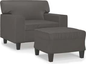 vidaXL Πολυθρόνα Γκρι 60 εκ. Συνθετικό δέρμα με Υποπόδιο