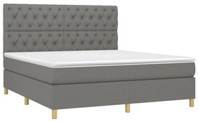 Κρεβάτι Boxspring με Στρώμα &amp; LED Σκ.Γκρι 160x200 εκ Υφασμάτινο - Γκρι