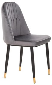 DINING CHAIR CHRYSSA  GREY VELVET-METAL LEGS IN BLACK 44x47x83Hcm.