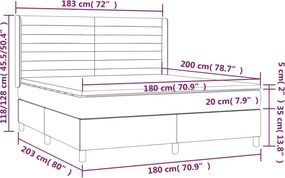 vidaXL Κρεβάτι Boxspring με Στρώμα Κρεμ 180x200 εκ. Υφασμάτινο