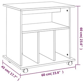 Ντουλάπι Με Ροδάκια Γκρι Sonoma 60x45x60 εκ. Επεξεργασμένο Ξύλο - Γκρι