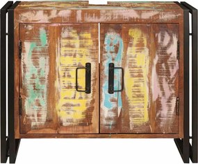 vidaXL Ντουλάπι νιπτήρα με ράφι Πολύχρωμο Στερεό Ανακτηθέν Ξύλο