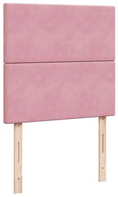 vidaXL Κρεβάτι Boxspring με Στρώμα Ροζ 90x200 εκ. Βελούδινο